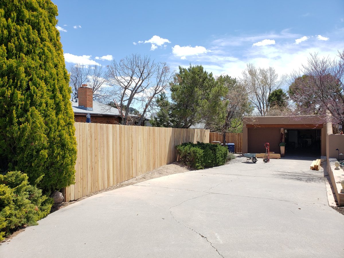 Cedar privacy fence full driveway run
